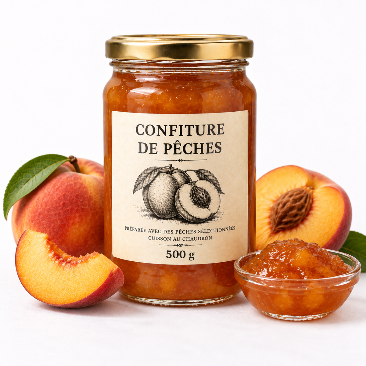 Confiture de pêches 500gr